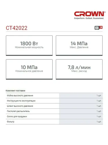 Мойка высокого давления Crown CT42022, в Узбекистане