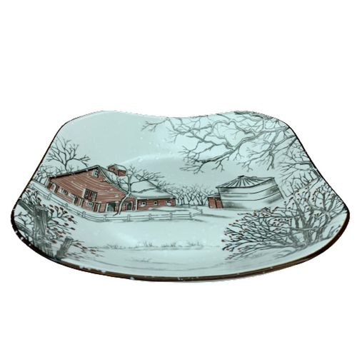 Керамическая тарелка "Зима" № 9 rectangular deep plate