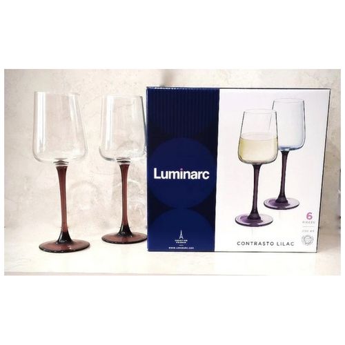 Набор бокалов Luminaric Контрасто Лилак P9603 250 мл, 6 шт, Прозрачный, купить недорого