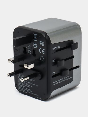 Универсальная зарядка Mycandy 3 type-c USB 2, Хром, купить недорого