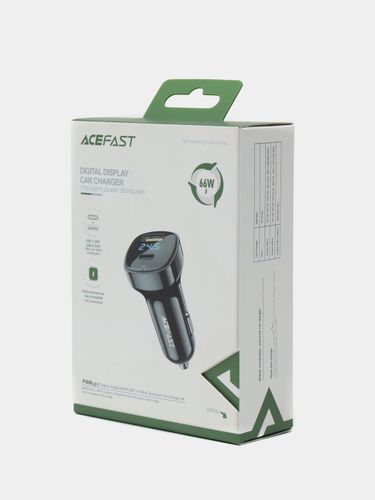 Автомобильное зарядное устройство в прикуривателе Acefast B4 66 W USB + Type-C, Черный, купить недорого
