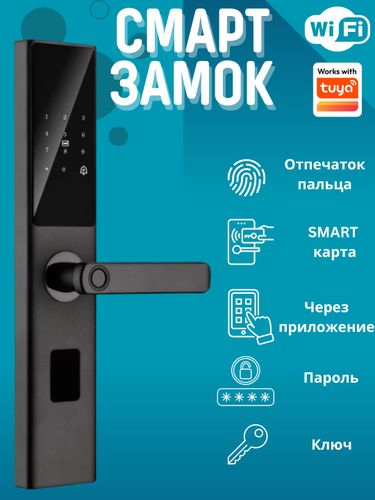Умный замок домашней противоугонной двери с отпечатком пальца Z12, Черный