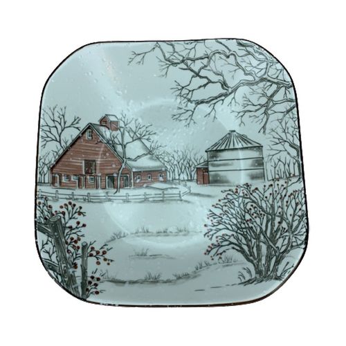 Керамическая тарелка "Зима" № 9 rectangular deep plate, купить недорого