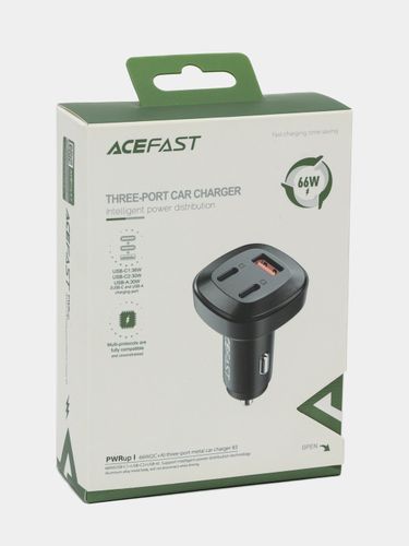 Автомобильное зарядное устройство для быстрой зарядки Acefast B3, Черный, фото