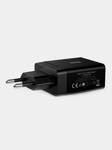 Anker 24 Vt zaryadlash qurilmasi, 2-Port USB, Qora, в Узбекистане