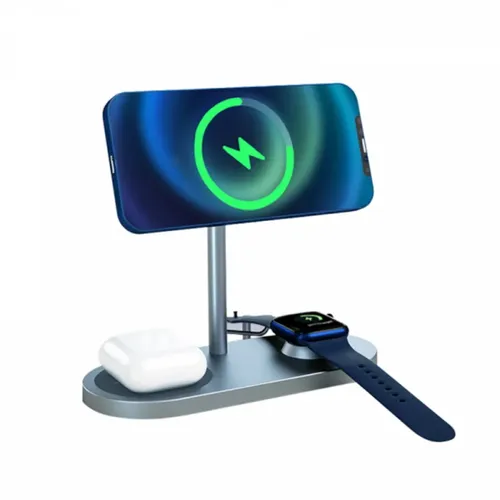 Беспроводное зарядное устройство Wiwu Power Air 3 в 1 Wireless Charger 15W, Голубой, купить недорого