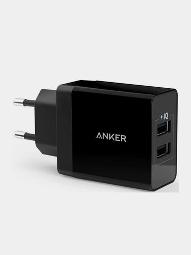 Anker 24 Vt zaryadlash qurilmasi, 2-Port USB, Qora