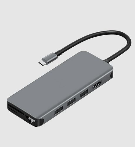 USB-Хаб Green Lion Type-C To 12 в 1 USB-C, Серый