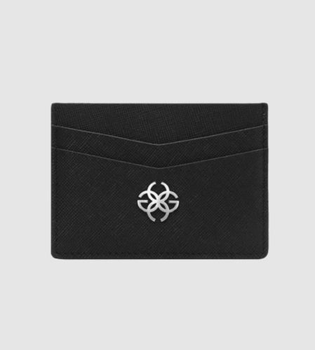 Визитница Golden Concept Card Holder Saffiano Leather logo Silver, Черный