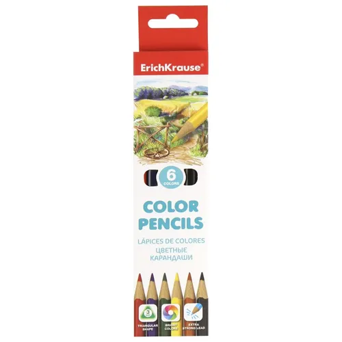 Цветные карандаши трехгранные ErichKrause, 6 цветов