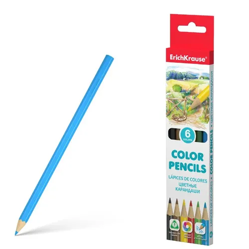 Цветные карандаши трехгранные ErichKrause, 6 цветов, купить недорого