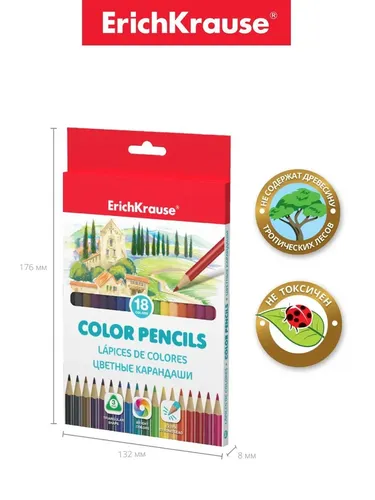 Цветные карандаши трехгранные ErichKrause, 18 цветов, 3200000 UZS