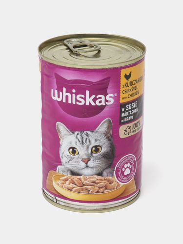 Влажный корм для взрослых кошек Whiskas, курица в соусе, 400 гр