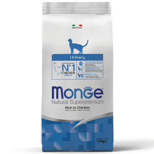 Сухой корм для кошек Monge Urinary, для профилактики МКБ, курица, 1.5 кг
