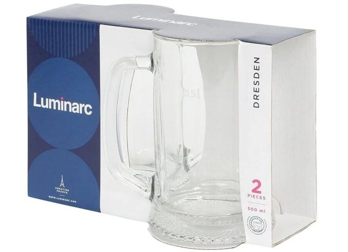 Pivo uchun qadahlar Luminarc Dresden, 500 ml, 2 dona, Shaffof