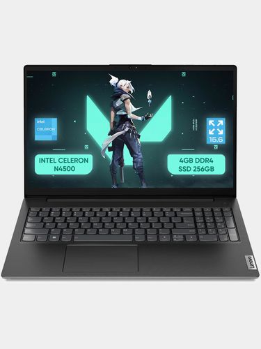 Ноутбук Lenovo V15 Intel Celeron N4500 | DDR4 4GB | SSD 256GB | 15.6" FHD | Черный