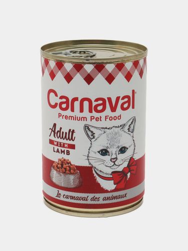 Влажный корм для взрослых кошек Carnaval Premium Adult Cat With Lamb с ягненком в соусе, 400 гр