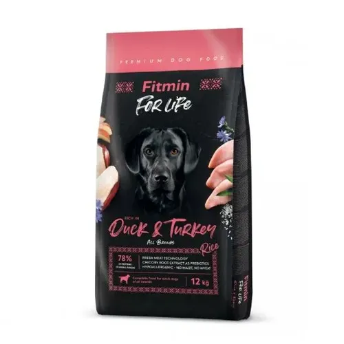 Сухой корм для собак Fitmin Dog For Life Duck & Turkey с уткой и рисом, 12 кг