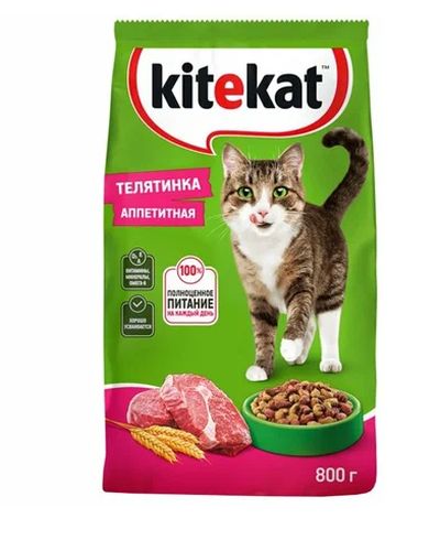 Сухой корм для кошек Kitekat Телятинка аппетитная, 800 гр