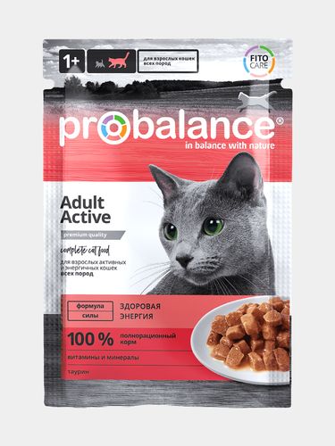 Влажный корм для кошек ProBalance Adult Active с курицей, 85 гр