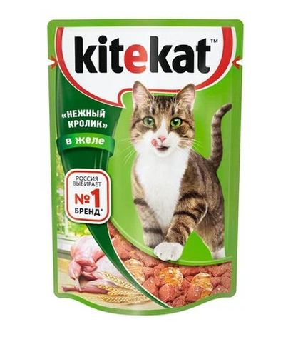 Влажный корм для кошек Kitekat Нежный кролик в желе, 85 гр