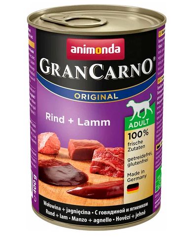 Консервированный корм для собак Animonda GrandCarno Adult Beef and Lamb с говядиной и бараниной, 400 гр