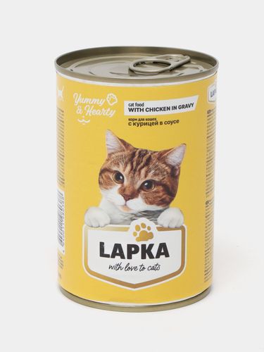 Корм консервированный для кошек Lapka с курицей в соусе, 415 гр