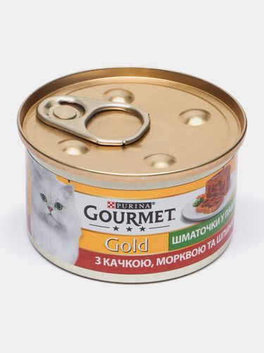 Законсервированный корм для кошек Gourmet Purina Gold с уткой, морковью и шпинатом, 85 гр