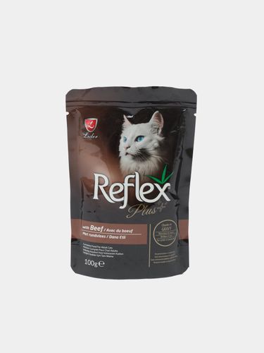 Влажный корм для кошек Reflex Plus Beef с говядиной в соусе, 100 гр