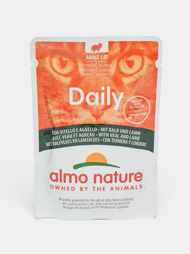 Влажный корм для кошек Almo Nature Daily Menu с телятиной и ягненком, 70 гр