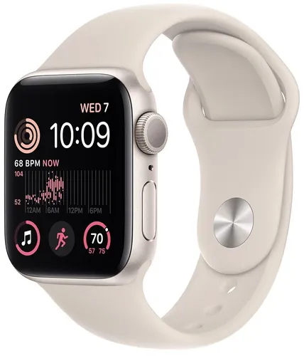 Часы Apple Watch SE 2 с спортивным ремешком, 44 мм, Starlight