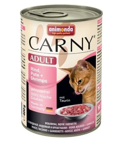 Влажный корм для кошек Animonda Carny Adult Beef Turkey and Shrimps с говядиной индейка и креветки, 400 гр