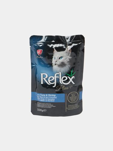 Влажный корм для кошек Reflex Plus Tuna&Shrimp с тунцом и креветками в желе, 100 гр