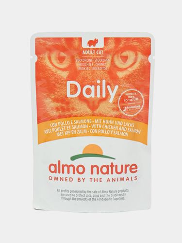 Влажный корм для кошек Almo Nature Daily Menu с курицей и лососем, 70 гр