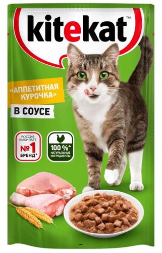 Влажный корм для кошек Kitekat Аппетитная курочка в соусе, 85 гр