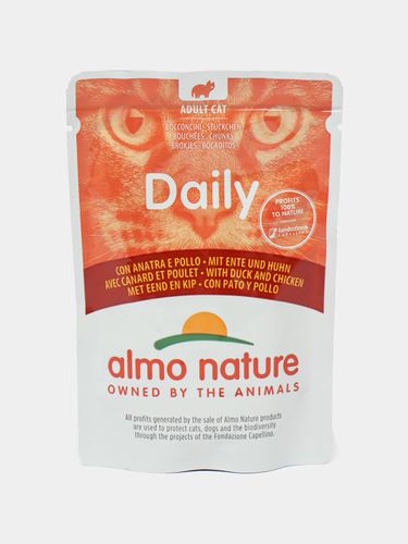 Влажный корм для кошек Almo Nature Daily Menu с уткой и курицей, 70 гр