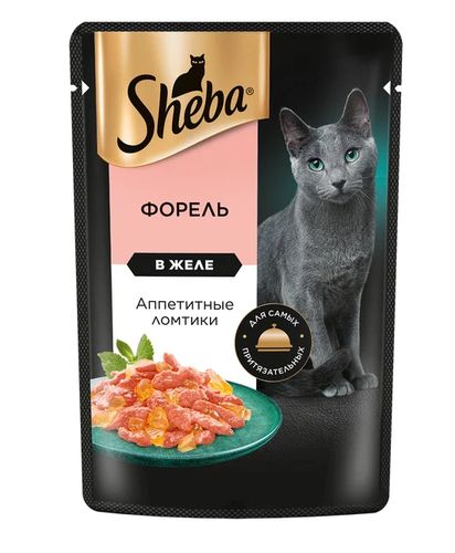 Влажный корм для кошек Sheba ломтики в желе с форелью, 75 гр