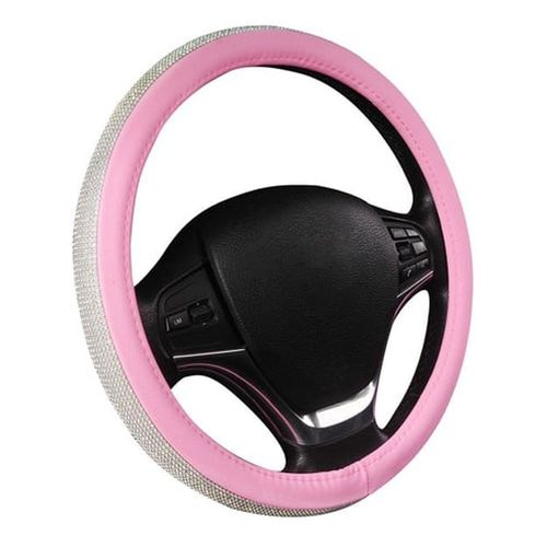 Rul g‘ilofi Diamond Leather Steering Wheel Cover with Bling Bling Crystal Pink, Pushti