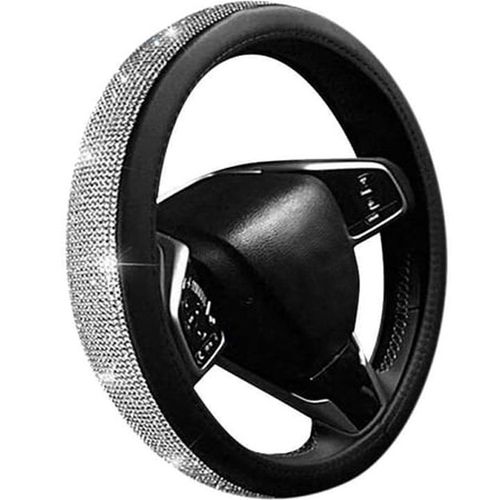 Чехол на руль PU Leather Car Steering Wheel Cover Hand Sewing Fashion Breathable Cystal 15inch, Черный