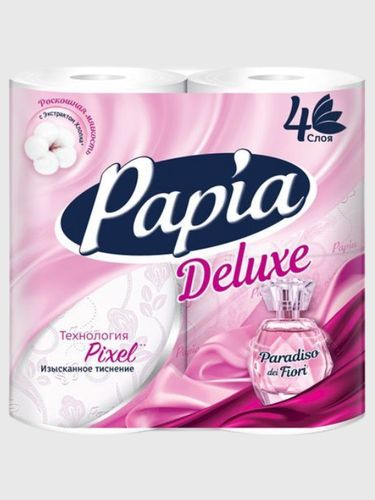 Туалетная бумага Papia Deluxe, 4х слойная, 4 шт