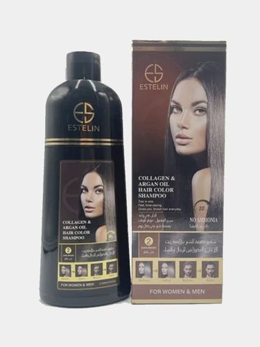 Шампунь-краска ESTELIN Collagen & Argan oil hair color shampoo,№-2, 400 мл, Темно-коричневый