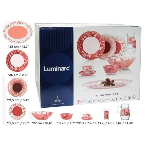 Столовый сервиз Luminarc Plenitude Red Q4372, 46 шт, Красный