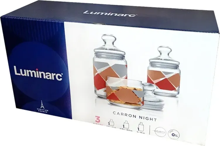 Набор банок Luminaric Carron Night P0340, 3 шт, Серо-красный