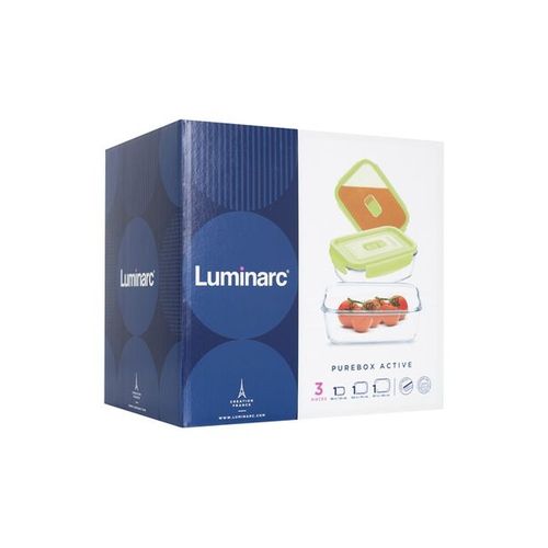 Набор контейнеров Luminarc Pure Box Rect N0334, 3 шт, Зеленый, фото