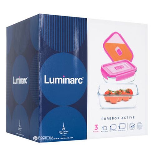 Набор контейнеров Luminarc Pure Box Active Neon N0332, 3 шт, Розовый, фото