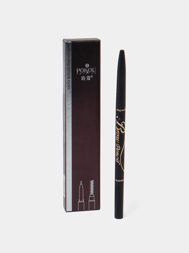 Карандаш для бровей Pokou Duo Brow Pencil 2 в 1, Тон Черный