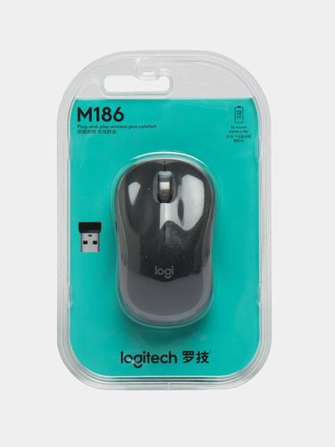 Беспроводная мышь Logitech M186, Черный, в Узбекистане