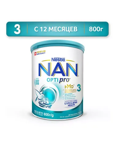 Детская смесь NAN 3 OPTI pro с 12 мес, 800 г