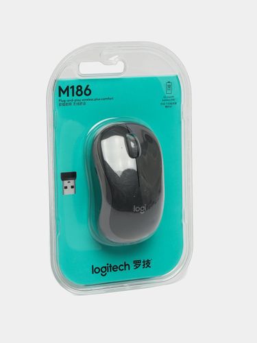 Беспроводная мышь Logitech M186, Черный, фото