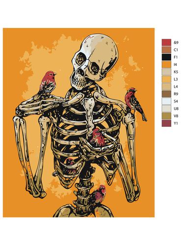 Картина по номерам "Скелет с птицами" ARTR345, фото